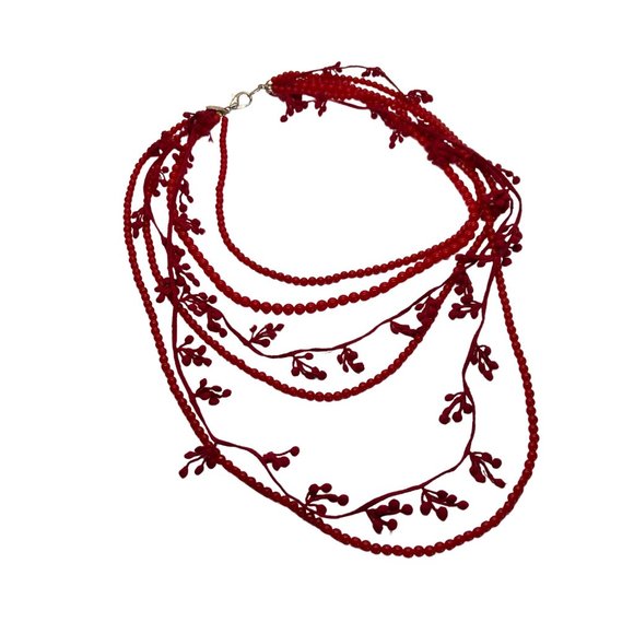 Mango Red Five Layer Necklace - Picture 3 of 7